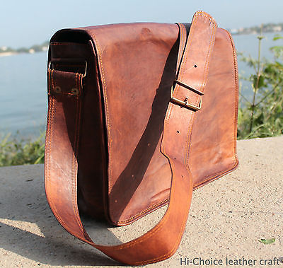 15/" Men/'s Vintage Brown Leather Full Flap Messenger Laptop Satchel Shoulder Bag