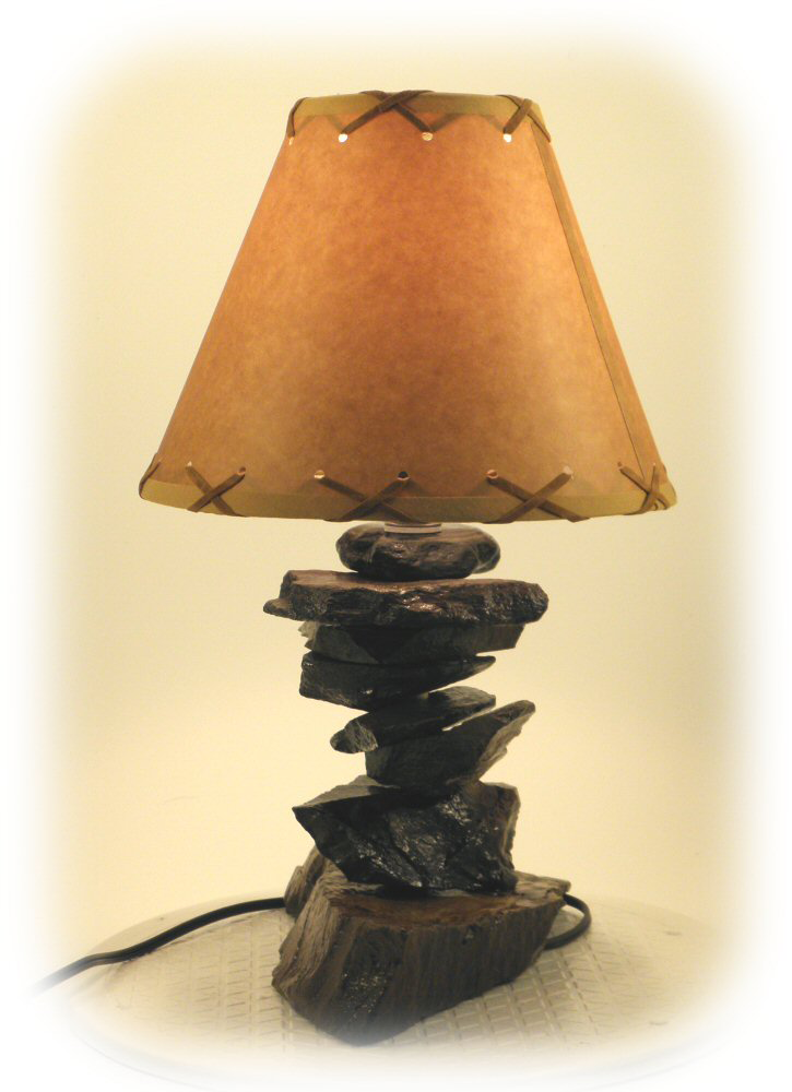 Stone Night Stand Rustic Table Lamp- Lamps