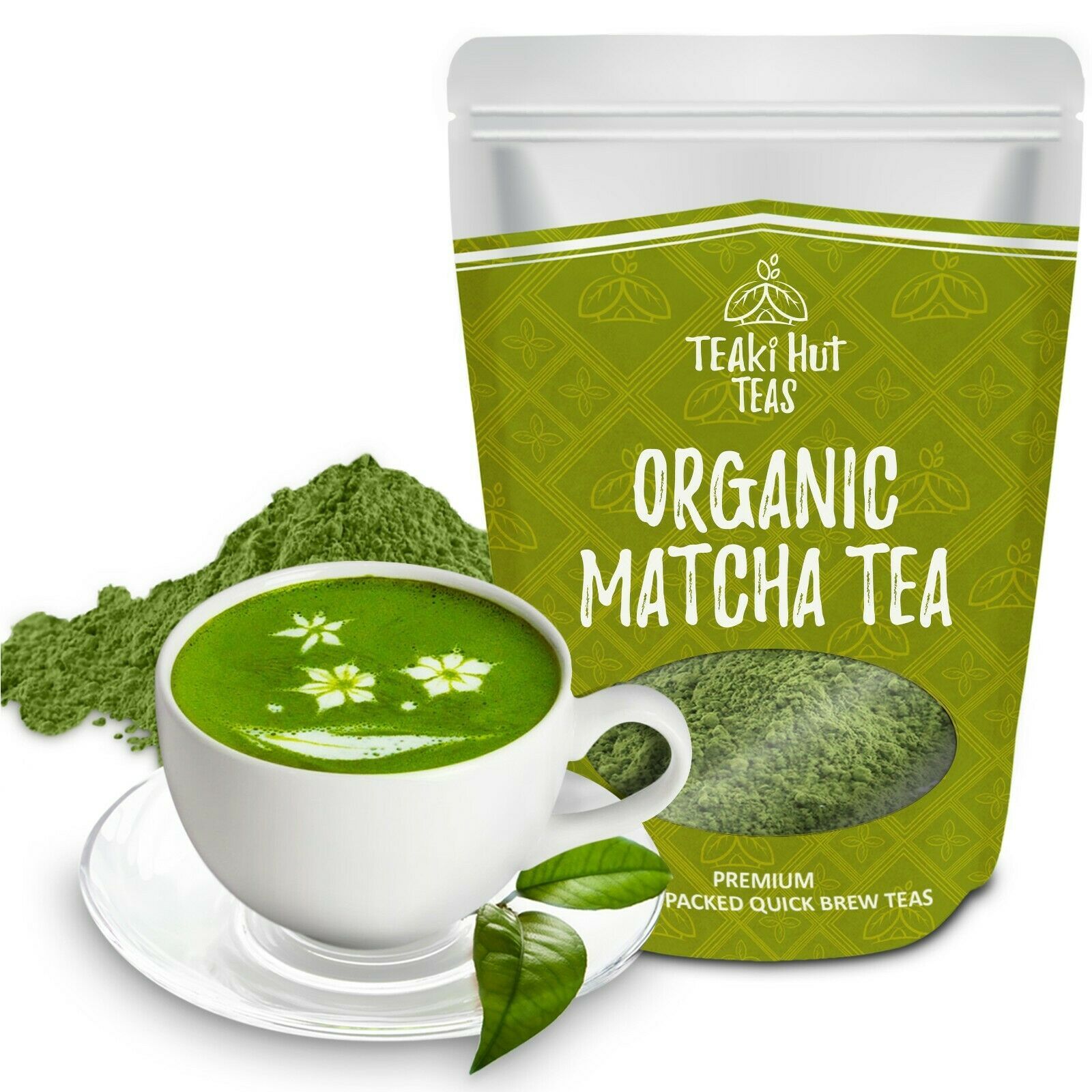 TEAki Hut Matcha Green Tea Powder Organic Ceremonial Grade Potent