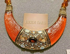 Heidi Daus Orange "Say It With Style" Beaded Crystal Resin Statement Necklace - $249.99