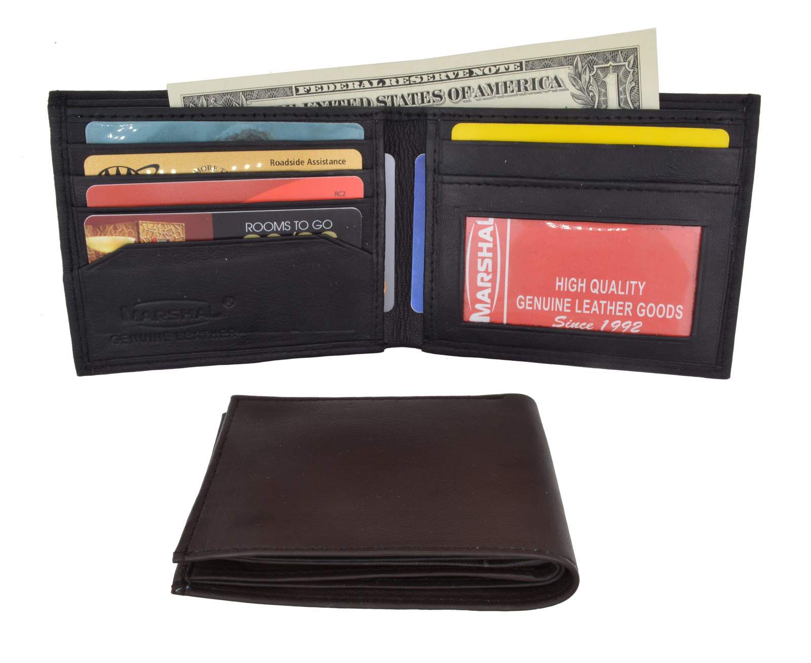 Mens Soft Genuine Leather Slim ID Bifold Wallet 60