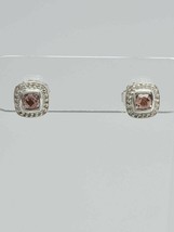 David Yurman Sterling Silver Petite Albion Earrings Morganite &amp; Diamonds - $375.21