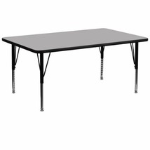 30''W x 72''L Rectangular Grey Thermal Laminate Activity Table - Height Adjustab - $352.57