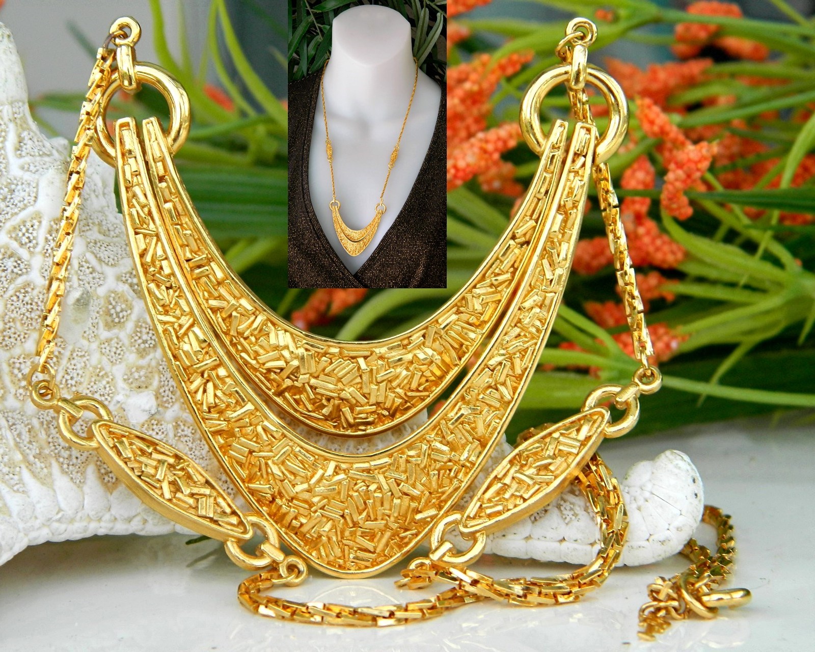 Vintage Trifari Confetti Pendant Necklace Articulated Gold - Necklaces ...