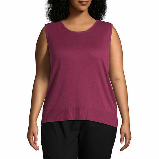 Liz Claiborne Women's Plus Basic Shell Size 1X (16-18W) Miami Beet Color NEW