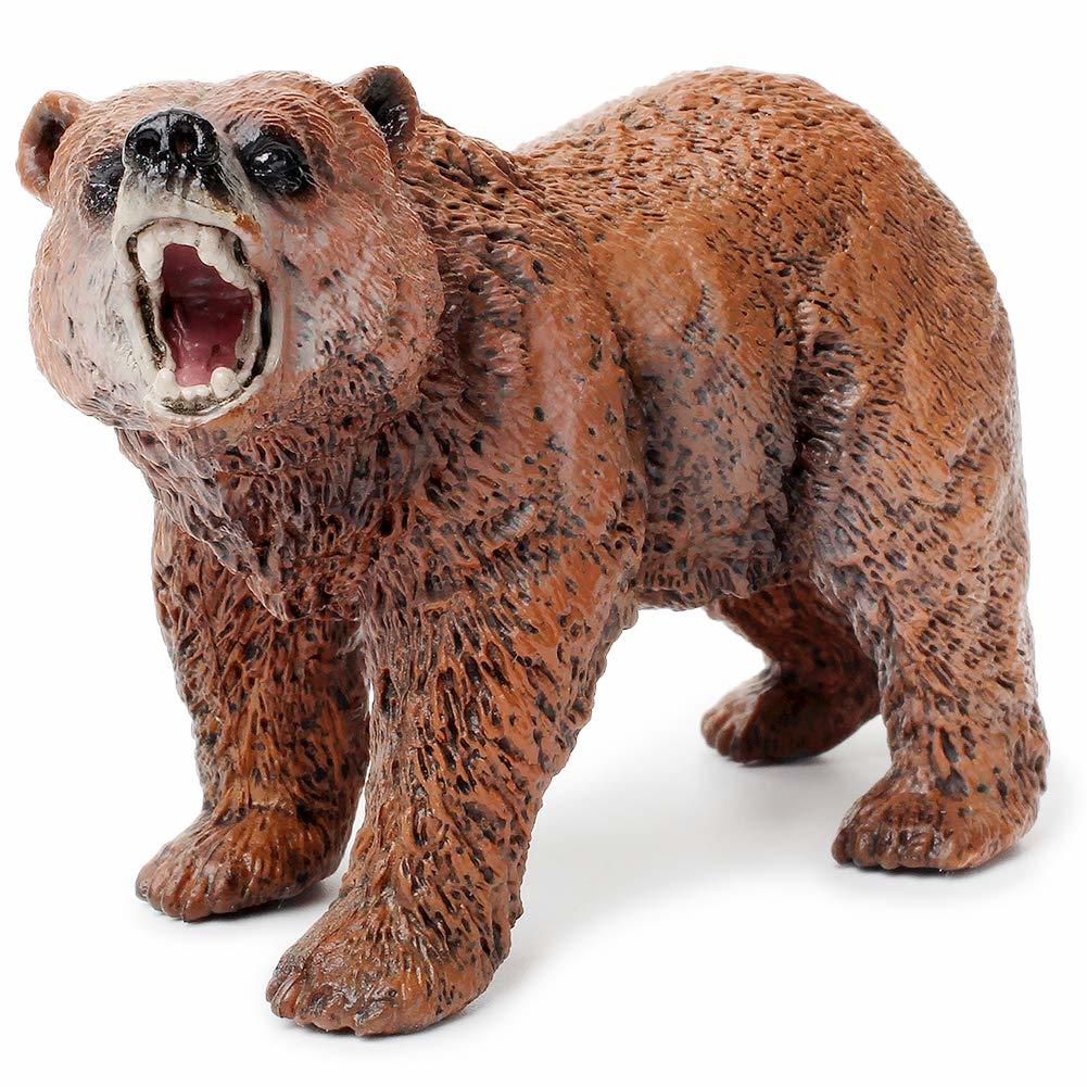 Uandme Grizzly Bear Toy Figurines Set, Brown Bear Figure Cake Toppers 