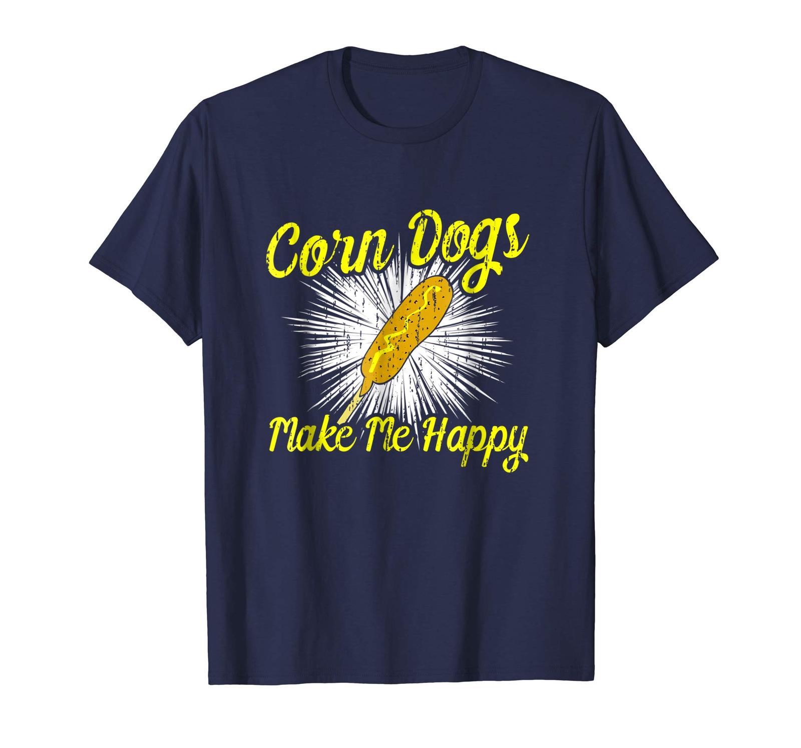 Dog Fashion Corn Dogs Make Me Happy Shirt Men Vintage Corn Dog Funny