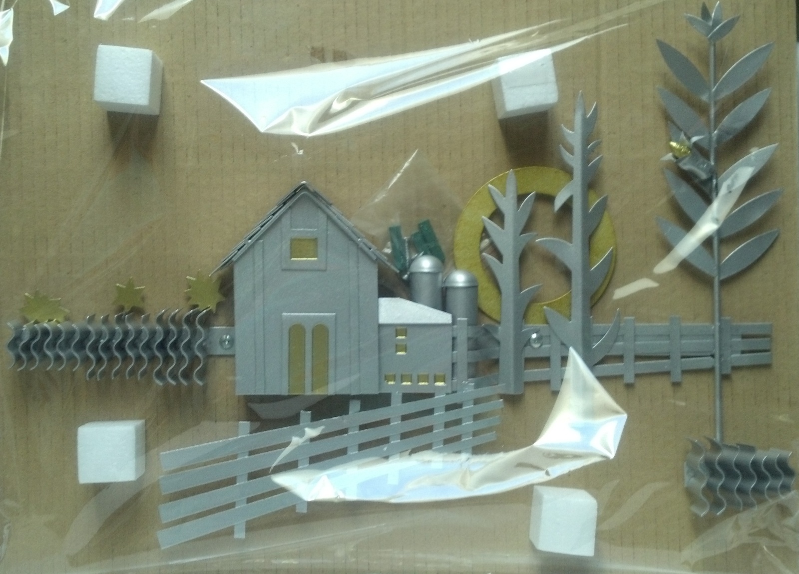 Metal Farm Scene Wall Art Picture Plaque Modern Silver Country Rustic