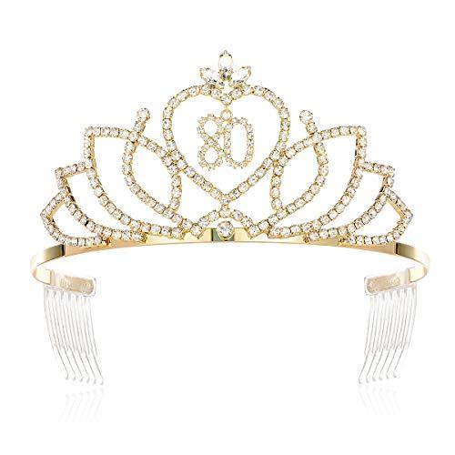 DcZeRong Women 80th Birthday Tiara Crowns 80th Queen Birthday Tiara ...