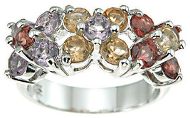 1 Carat Multi Color Stone Cocktail Fashion Ring Solid Sterling Silver Size 5-9 - $67.73