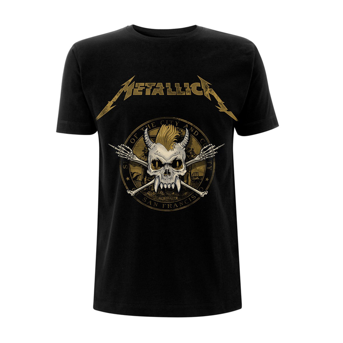 Metallica Gold Skull James Hetfield Lars Ulrich Official Tee T-Shirt ...