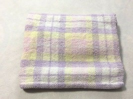 Katie Little Kidsline Pink Yellow Purple Plaid Chenille Mosaic Baby Blanket - $24.99