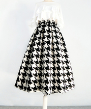 Winter Green Houndstooth Skirt Pleated Midi Party Outfit Women Woolen Skirt Plus image 10