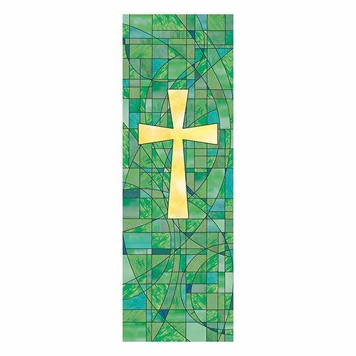 Christian Brands Church Cross Stained Glass X-Stand Banner