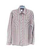 Wrangler Pearl Snap Shirt Mens Size Large Red Plaid Collared Long Sleeve... - $25.65