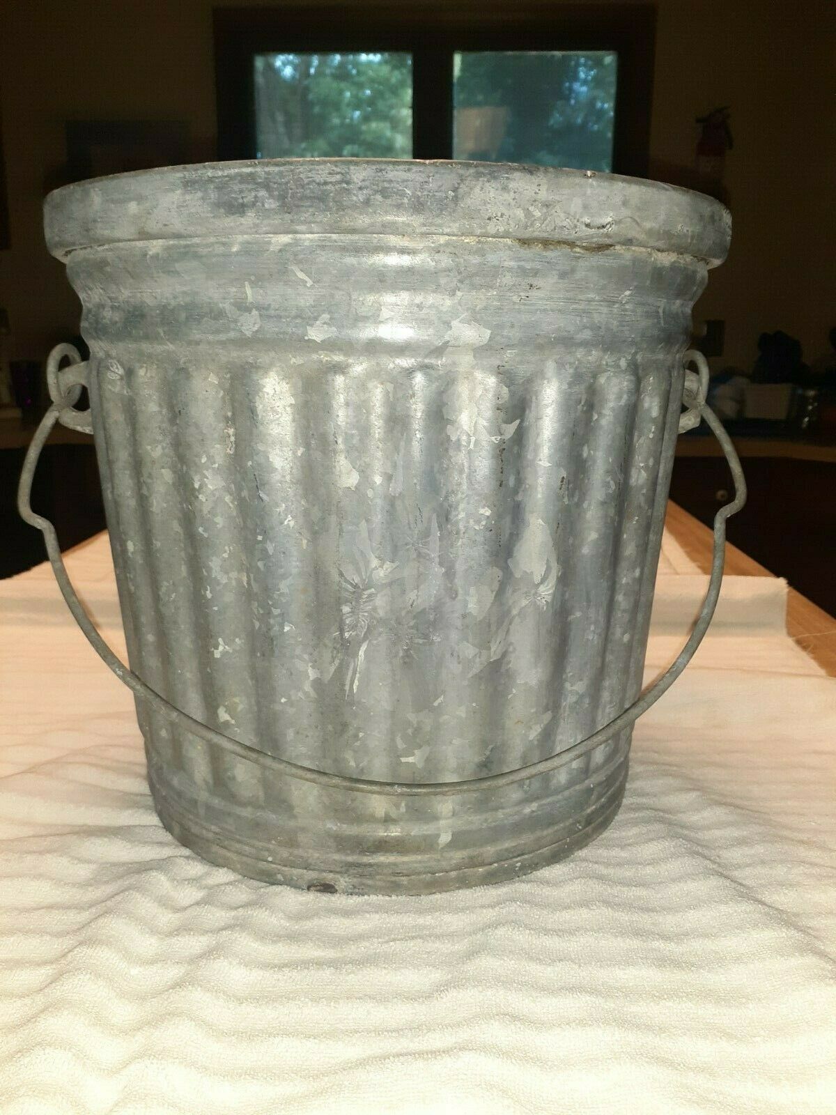 Rustic Vintage 5 Gallon Galvanized Coal/Ash Bucket by Reeves, “USED