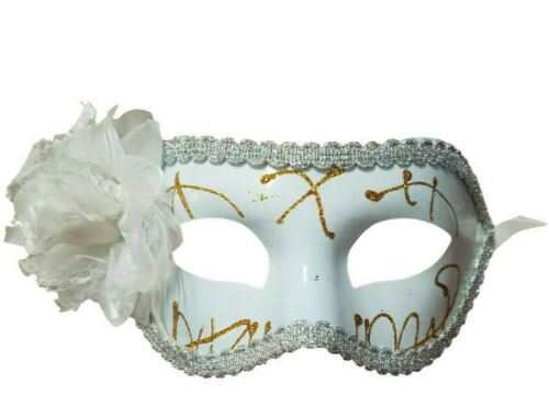White Rose Flower Mardi Gras Masquerade Party Value Mask