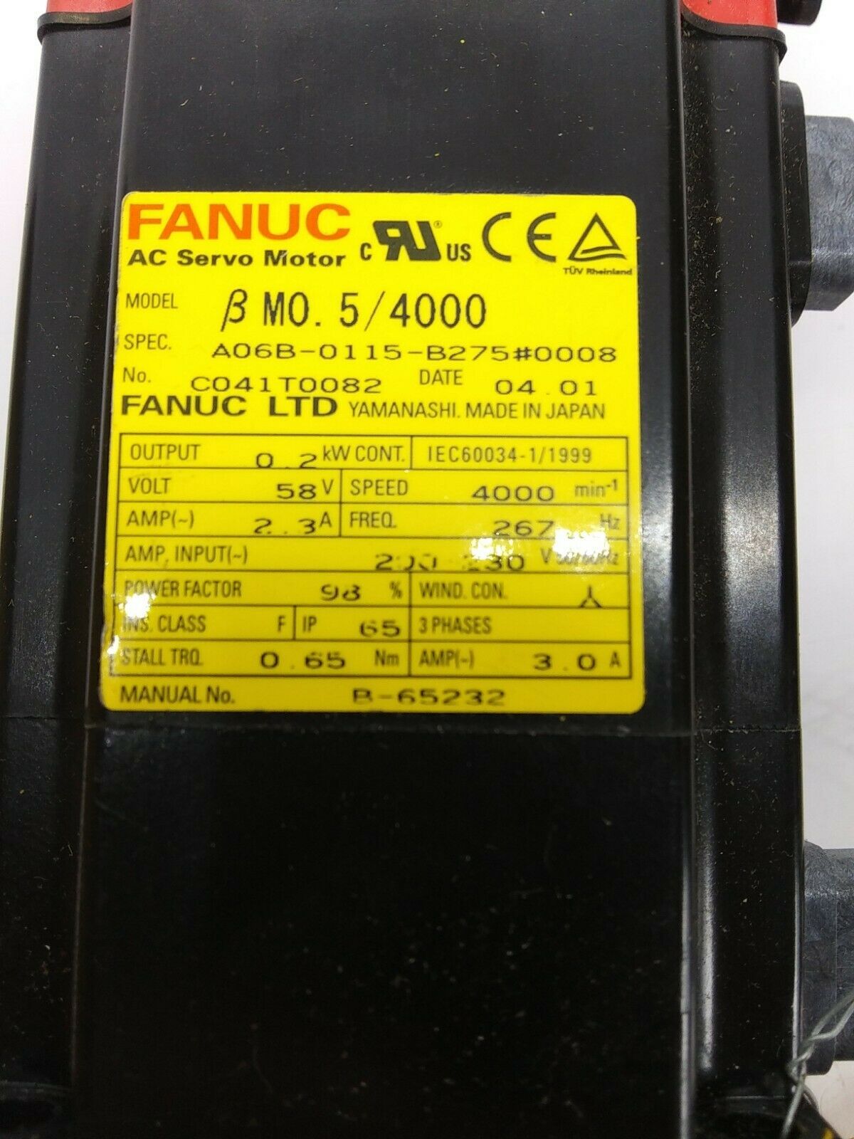 Used Fanuc A06B-0115-B275#0008 Servo Motor 