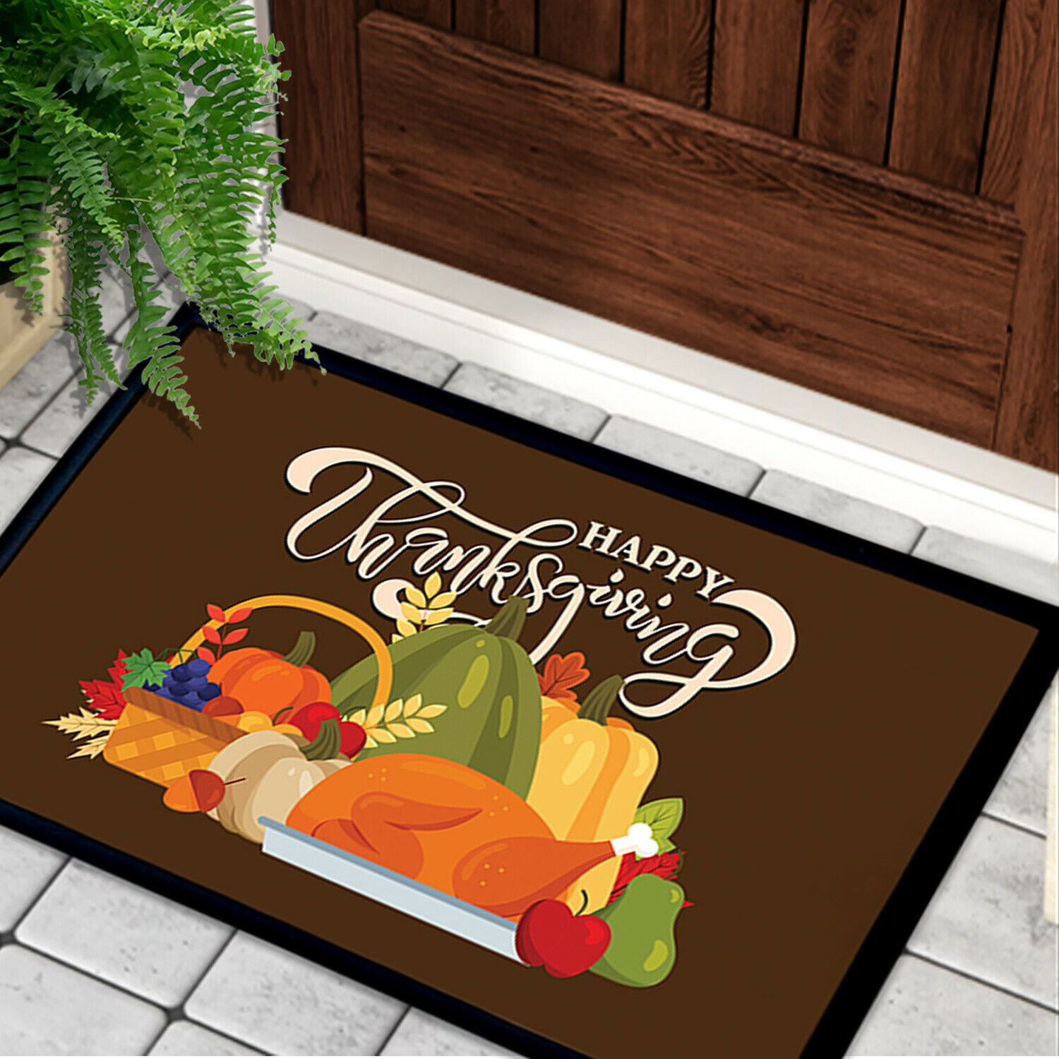 Happy Thanksgiving Outdoor Door Mat Non Slip Home Office Floor Entrance ...