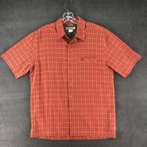 Quiksilver Button Up Shirt Adult S Red Comfort Fit Short Sleeve Mens - $16.82