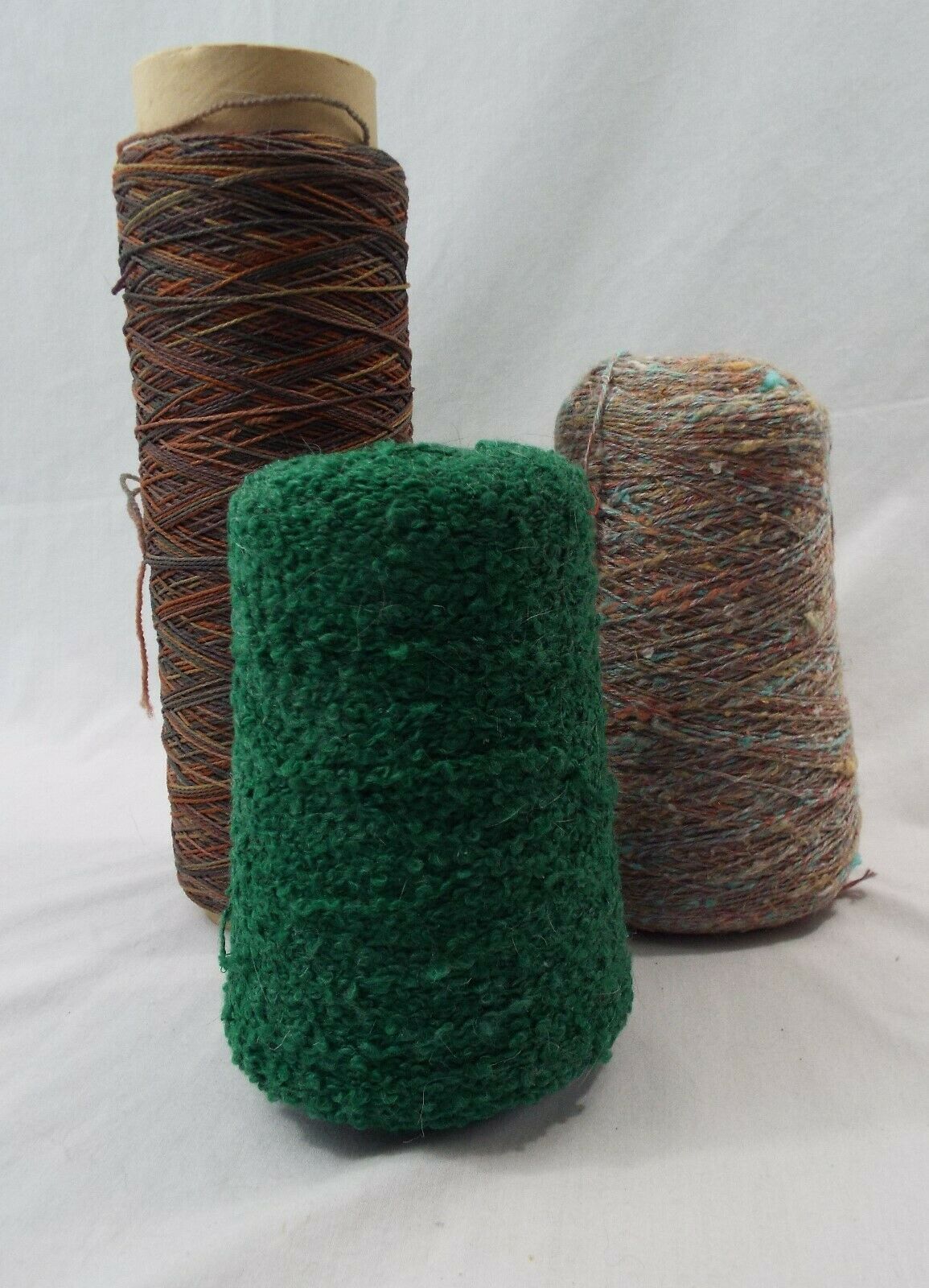 3 Vintage Partial Yarn Cones Variety of Colors and Brands Yarn