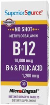 Superior Source No Shot Vitamin B12 Methylcobalamin (10000 mcg), B6, Folic... - $38.49