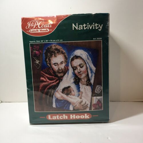 Nativity Latch Hook Rug Kit J & P Coats 30" x 36" Jesus Mary Joseph