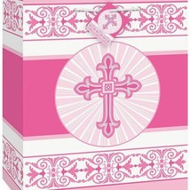 Radiant Cross Pink Gift Bag with Tag 9 x 7 inch - $2.66