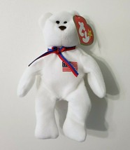 VINTAGE Ty Teenie Beanie Libearty the Bear 1999 Plush 6" Stuffed Animal White - $8.90