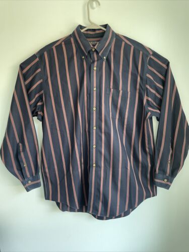 Primary image for Brooks Brothers Shirt Mens LARGE Blue Stripe Button Down Long Sleeve No Iron