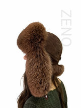 Finn Fox Fur Hat With Suede Trapper Saga Furs Ushanka Aviator Hat Brown Fur Hat image 7