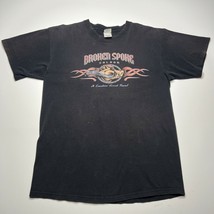 Vintage Broken Spoke Saloon Biker Hog T Shirt Double Sided Faded Mens La... - $24.58
