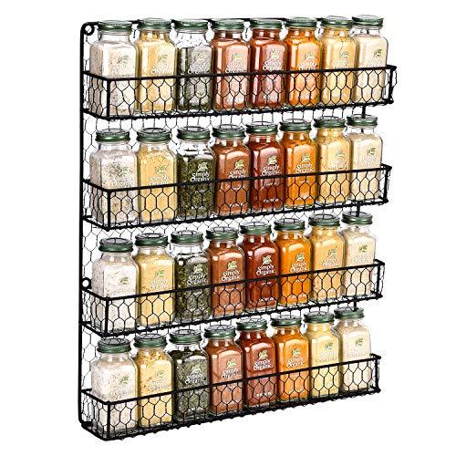 Chicken Wire Spice Rack [4 Tier] Wall Mounted Spice Rack Organizer