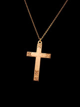 Antique Victorian rose gold plate Cross necklace - 19" 12kt GF  - Religious gift - $195.00