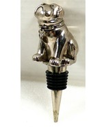 Figural metal Bulldog dog Wine Bottle Decanter Stopper topper decorative  - $20.79