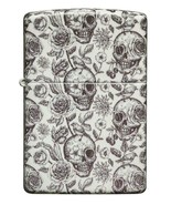 Zippo Lighter - Skeleton Floral Glow-In-The-Dark Accents Design - 49458 - $40.06