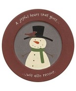 A Joyful Heart Snowman Wooden Display Plate - Holiday Christmas - Primit... - $22.64