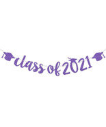 class of 2021 purple glitter banner prestrung  - £3.31 GBP