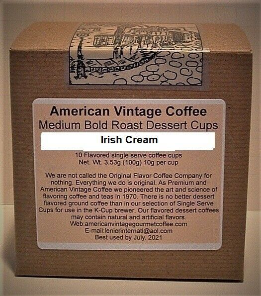 Irish Cream flavored Dessert Coffee 10 Medium Bold Roasted KCups