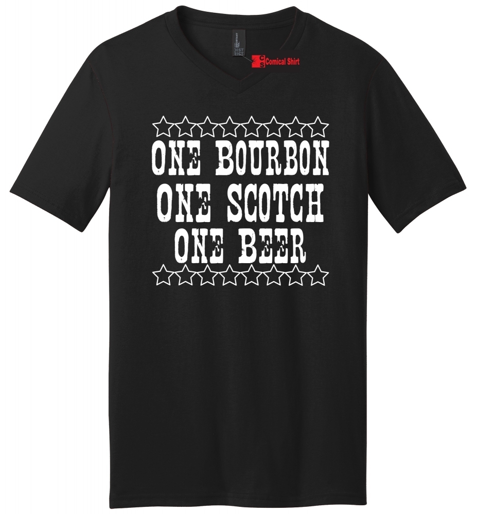 Image of One Bourbon One Scotch One Beer Mens V-Neck Tee