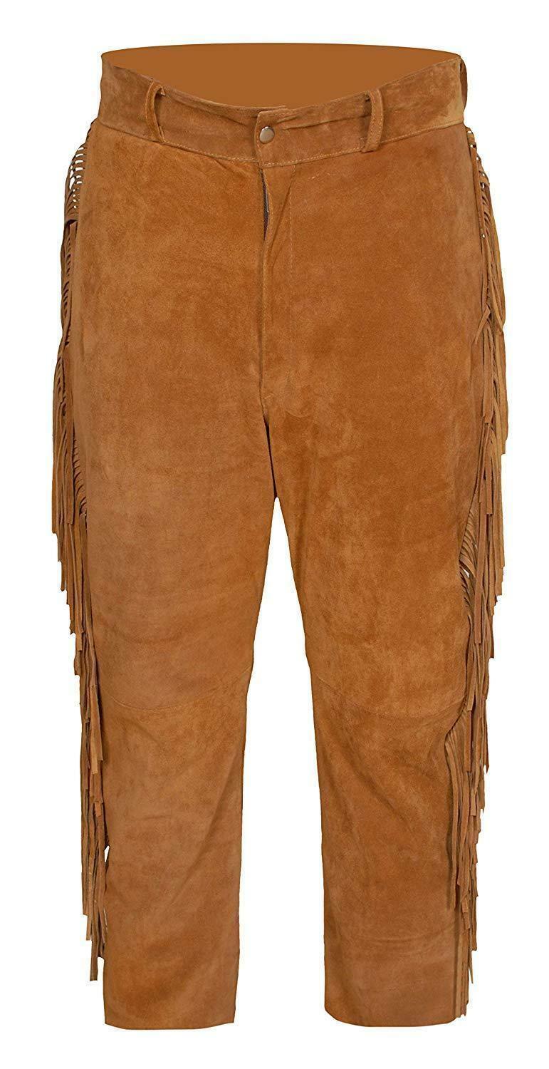 Men's New Native American Buckskin Brown Buffalo Suede Leather Shirt ...