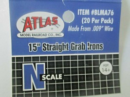Atlas #BLMA76 15" Straight Grab Irons 20 Per Pack .009" Wire N-Scale image 2