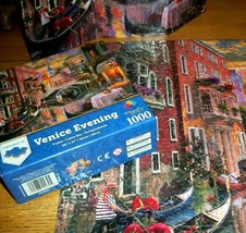Jigsaw Puzzle 1000 Pieces Venice Italy Gondolas Canals Sunset Cafes Comp... - $14.84