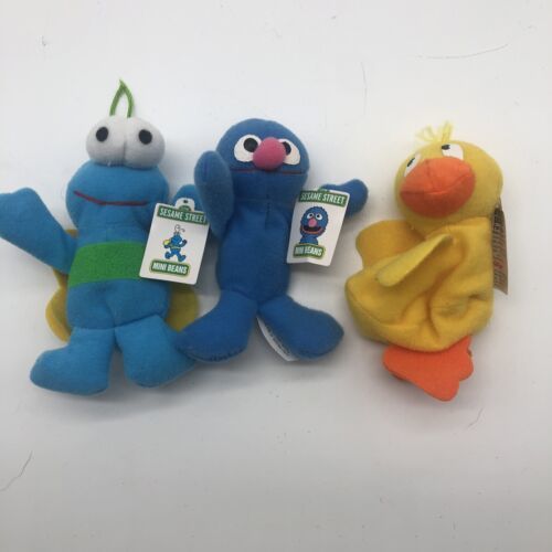 Twiddlebug, Grover, Rubber Duckie,Mini Bean Kelloggs Sesame Street 4 inch, Set 3 - $36.54