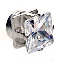 Princess Square Cut Clear CZ Stainless Steel Setting Men Magnetic Stud E... - $9.49+