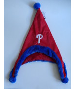 Philadelphia Phillies Winter Hat Red Velour Blue Fur Trim Santa New - $9.97
