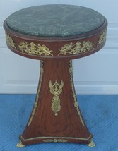 FRENCH INSERT ROUND MARBLE TOP PEDESTAL TABLE WITH ORMOLU MOUNTS - $1,480.05