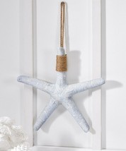 Starfish Hanging with Rope Decoration15" Beach Inspired Soft Blue & White Resin