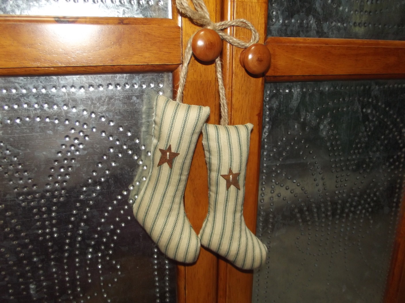 Rustic Hanging Handmade Socks Stockings Ornament Country Decor Stars