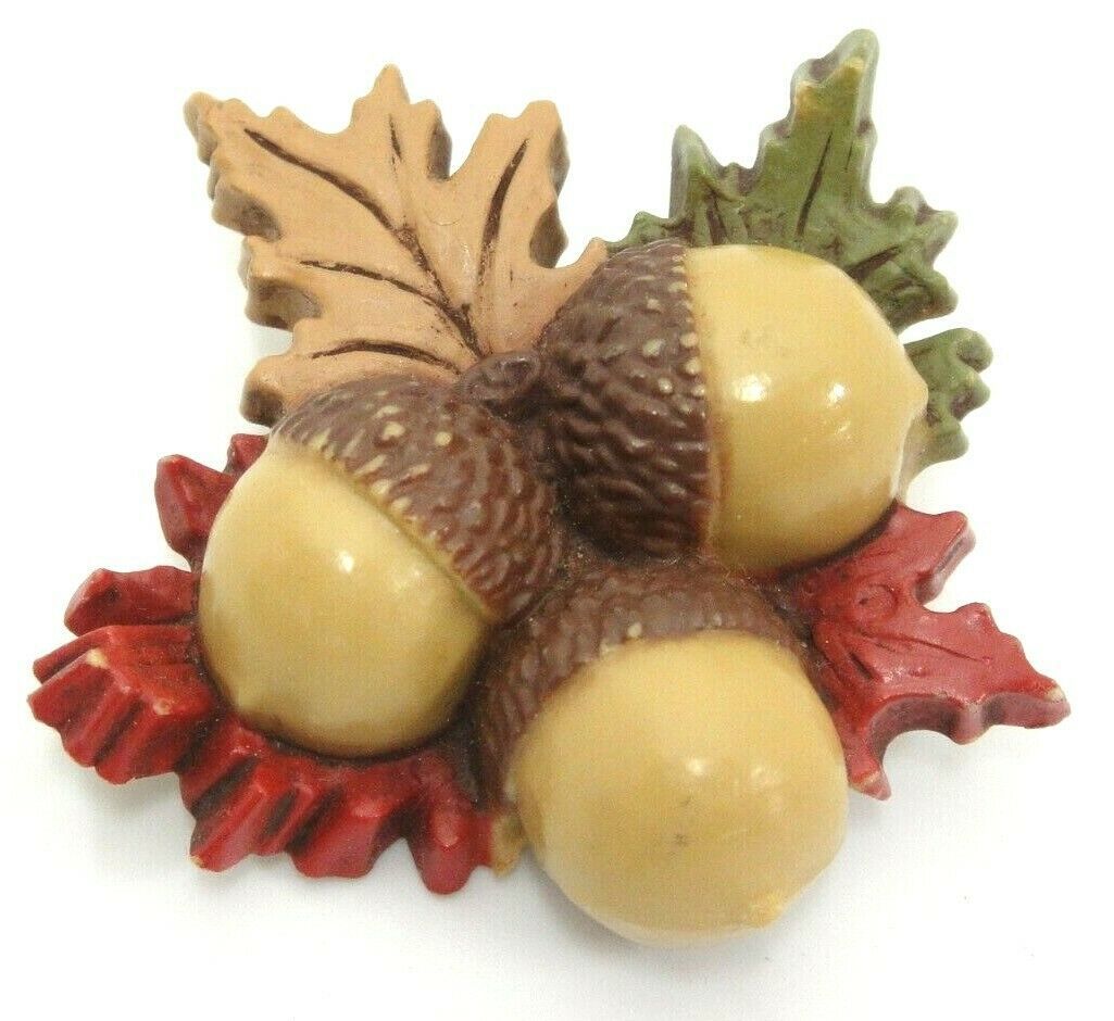 Primary image for Vintage Hallmark Cards Plastic Acorn and Oak Leaves Pin Brooch Autumn